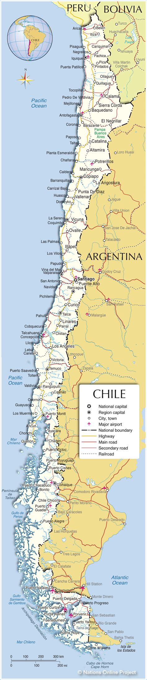 Free Printable Map Of Chile